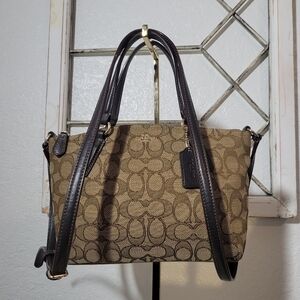 Coach F57830 Mini Kelsey Signature C Canvas Leather Trim Satchel Crossbody Bag